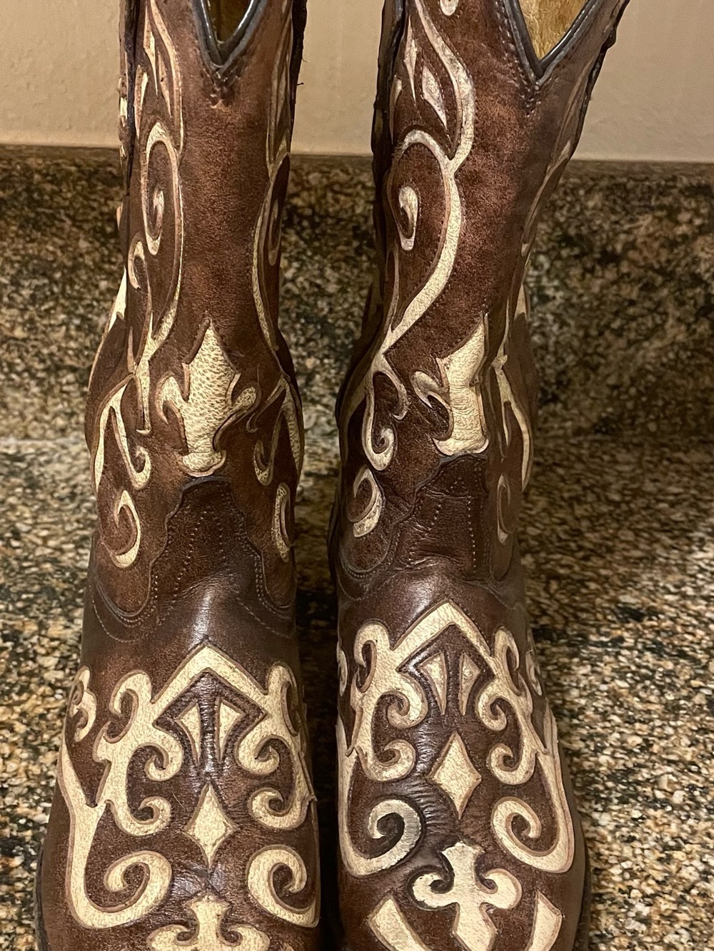 Tony Lama Tan Leather Western Boots Interior Stamp